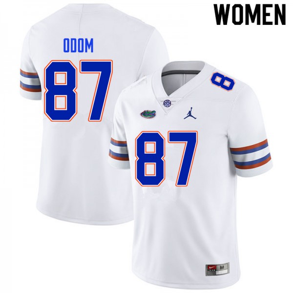 Women #87 Jonathan Odom Florida Gators College Football Jerseys White